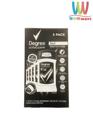 Hộp 5 lăn khử mùi nam Degree Men Motionsense Ultra Clear Black White 76g
