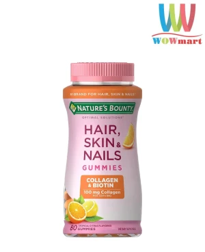 Kẹo dẻo làm đẹp da móng và tóc Nature’s Bounty Hair Skin & Nails Gummies 80 viên (Vị Cam) - Wowmart VN | 100% hàng ngoại nhập