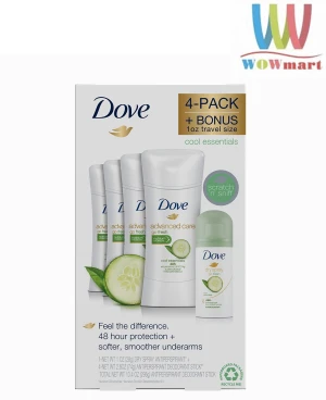 Lăn khử mùi Dove dưa leo Dove Advanced Care Cool Essentials 74g x4+ Spray 28g