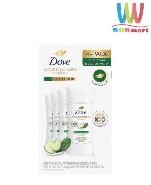 Lăn khử mùi Dove dưa leo Dove Advanced Care Invisible Cucumber & Cactus Water 74g x4
