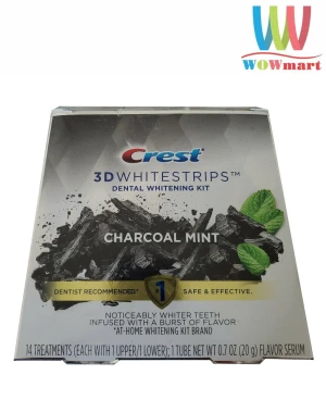 Miếng dán trắng răng Crest 3D Whitestrips Charcoal Mint 28 miếng (14 cặp)+ 1 tuýp serum - Wowmart VN | 100% hàng ngoại nhập