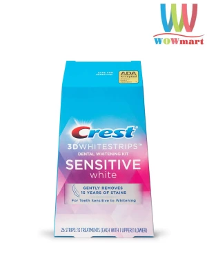 Miếng dán trắng răng Crest 3D Whitestrips Sensitive White 26 miếng
