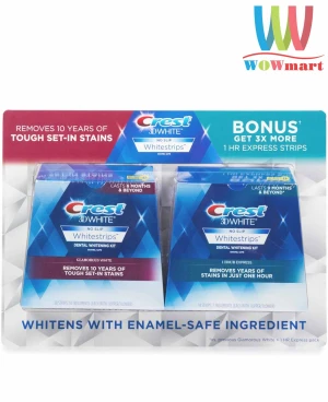 Set miếng dán trắng răng Crest 3D White Whitestrips Advanced and 1Hr Express 42 miếng