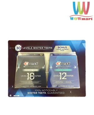 Set miếng dán trắng răng Crest 3D Whitestrips Professional Effects +1 Hour Express 60 miếng - Wowmart VN | 100% hàng ngoại nhập