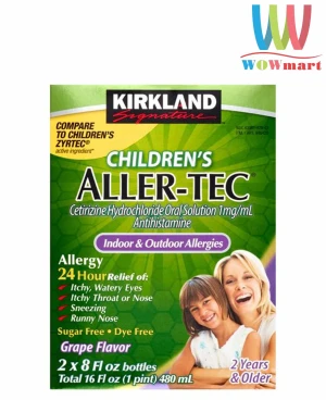 Siro chống dị ứng trong vòng 24h Kirkland Signature Children's Aller-Tec (2 tuổi trở lên) 2 x240ml - Wowmart VN | 100% hàng ngoại nhập