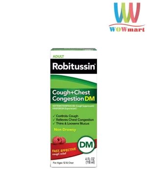 Siro giảm ho, đau ngực Robitussin Cough+Chest Congestion DM 118ml - Wowmart VN | 100% hàng ngoại nhập