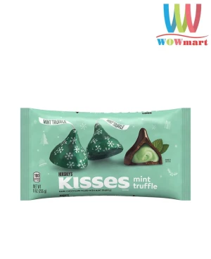 Socola đen nhân socola bạc hà Hershey’s Kisses Mint Truffle Dark Chocolate 255g - Wowmart VN | 100% hàng ngoại nhập