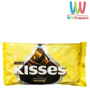 Socola Kisses hạnh nhân Hershey’s Kisses Creamy Milk Chocolate With Almonds 315g - Wowmart VN | 100% hàng ngoại nhập
