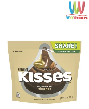 Socola Kisses hạnh nhân Hershey’s Kisses Milk Chocolate With Almonds 283g - Wowmart VN | 100% hàng ngoại nhập