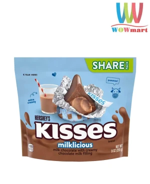 Socola Kisses nhân kem socola sữa Hershey’s Kisses Milklicious Milk Chocolate 255g - Wowmart VN | 100% hàng ngoại nhập