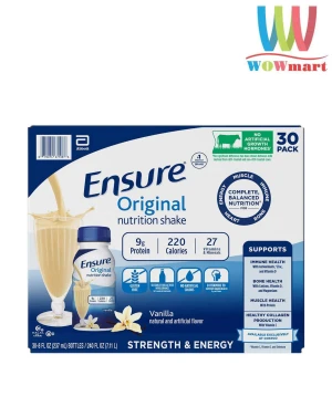 Sữa Ensure nước hương Vani Ensure Original Vanilla 237ml Thùng 30 chai