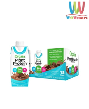 Sữa Protein hữu cơ Orgain Plant Protein Shake Chocolate 330ml Thùng 18 hộp Vị Socola