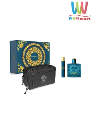 Versace Eros For Men Gift Set 3 (EDP 100ml, EDP 10ml, Túi đựng mỹ phẩm)