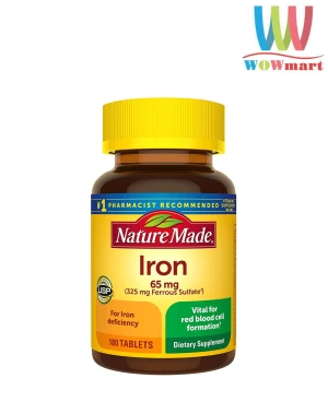 Viên bổ sung sắt Nature Made Iron 65mg 180 viên