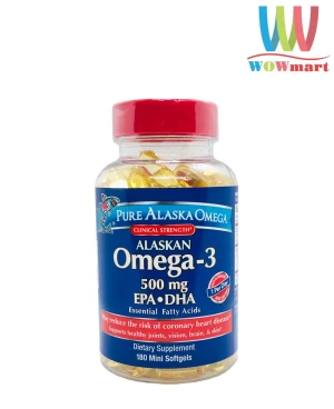 Viên dầu cá hồi Alaska Pure Alaska Omega-3 500mg EPA+DHA 180 viên - Wowmart VN | 100% hàng ngoại nhập