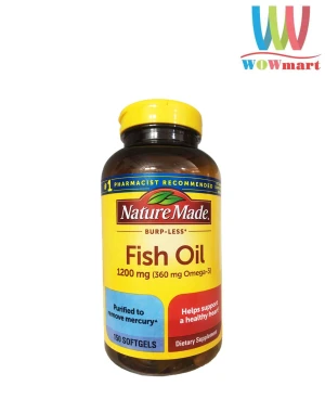 Viên dầu cá Nature Made Fish Oil 1200mg 360mg Omega-3 150 viên (Burp-Less)