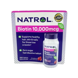 Viên ngậm hỗ trợ mọc tóc và chống rụng tóc Natrol Biotin Beauty 10,000mcg Fast Dissolve 250 viên