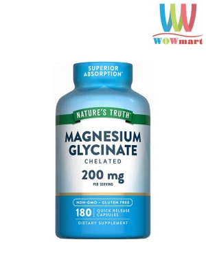 Viên uống bổ sung Magie Nature’s Truth Magnesium Glycinate 200mg 180 Capsules - Wowmart VN | 100% hàng ngoại nhập