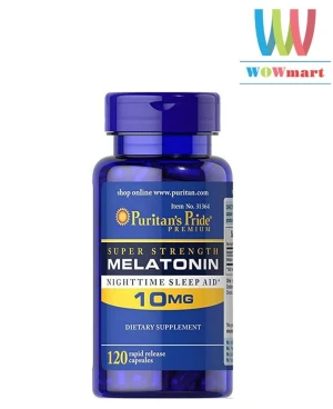 Viên uống cải thiện mất ngủ Puritan's Pride Super Strength Melatonin 10mg 120 viên - Wowmart VN | 100% hàng ngoại nhập