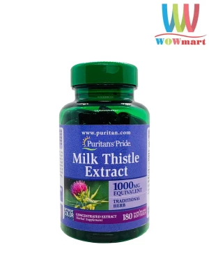 Viên uống giải độc gan Puritan's Pride Milk Thistle Extract 1000mg 180 viên - Wowmart VN | 100% hàng ngoại nhập