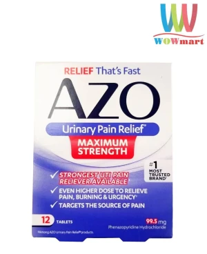 Viên uống hỗ trợ đường tiết niệu AZO Urinary Pain Relief Maximum Strength 12 Tablets