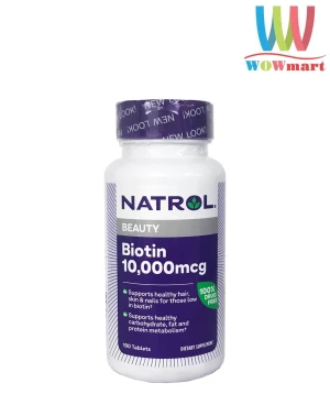 Viên uống hỗ trợ mọc tóc và chống rụng tóc Natrol Biotin Beauty 10,000mcg 100 viên