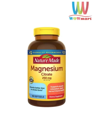 Viên uống Nature Made bổ sung Magnesium Citrate 250 mg 180 Softgel