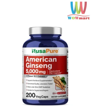 Viên uống nhân sâm Mỹ NusaPure American Ginseng 5000mg 200 Capsules