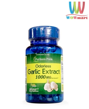 Viên uống tinh dầu tỏi Puritan's Pride Odorless Garlic Oil 1000mg 100 viên - Wowmart VN | 100% hàng ngoại nhập