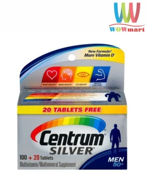 Vitamin dành cho nam giới trên 50 tuổi Centrum Silver Men 50+ 120 viên - Wowmart VN | 100% hàng ngoại nhập