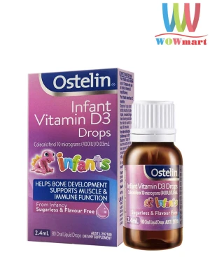 Vitamin hỗ trợ xương và đề kháng cho bé Ostelin Infant Vitamin D3 Drops 2.4ml