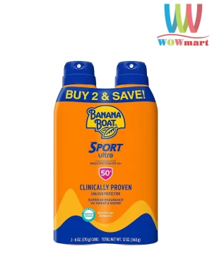 Xịt chống nắng Banana Boat Sport Ultra Sunscreen Spray SPF50 170g x2 chai
