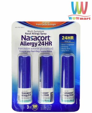 Xịt mũi giảm viêm xoang, dị ứng Nasacort Allergy 24hr Non-Drip Nasal Spray 16,9ml x3 chai