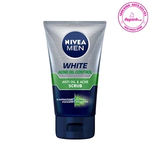 Sữa rửa mặt hạt mát xa sạch nhờn Nivea Men White Acne Oil Control Scrub 100g