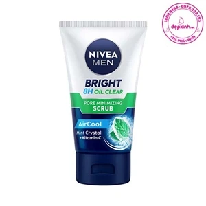 Sữa rửa mặt hạt  sạch nhờn Nivea Men Bright 8H Oil Clear AirCool Scrub 100g