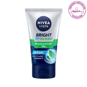 Sữa rửa mặt sạch nhờn mát lạnh Nivea Men Bright 8H Oil Clear AirCool Foam 100g