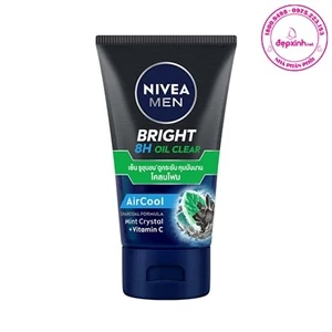 Sữa rửa mặt sạch nhờn mát lạnh Nivea Men Bright 8H Oil Clear AirCool Mud 100g