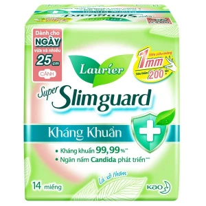 Băng Vệ Sinh Siêu Mỏng Kháng Khuẩn Laurier Super Slimguard 25Cm 14 Miếng.