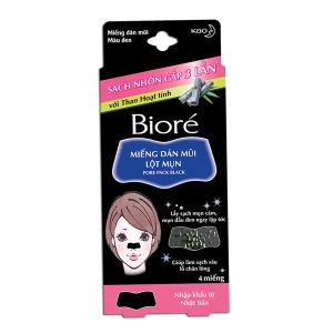 Miếng Dán Mũi Lột Mụn Than Hoạt Tính Bioré Pore Pack Black (4 Miếng).