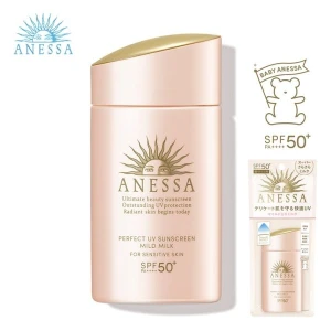 Sữa Chống Nắng Dịu Nhẹ Cho Da Nhạy Cảm Và Trẻ Em Anessa SPF50 PA Perfect UV Sunscreen Mild Milk 60ml.