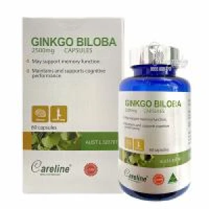 Thực phẩm chức năng Bổ não Ginkgo Biloba Careline 2500mg của Úc 60 viên