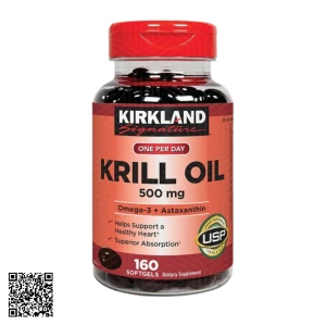Viên Uống Dầu Nhuyễn Thể Kirkland Krill Oil 500mg Từ Mỹ 160 Viên