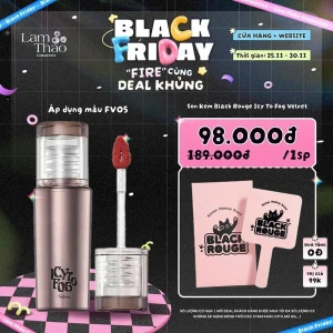 DEAL SỐC 25.11 - 30.11 MUA MÀU FV05 TẶNG GƯƠNG CẦM TAY Son Kem Black Rouge Icy To Fog Velvet