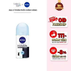 Lăn Khử Mùi Cho Nữ Ngăn Vệt Ố Vàng Vượt Trội 5in1 Nivea Black and White