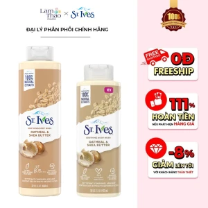 MUA 2 SP ST.IVES BẤT KÌ TẶNG 1 GẤU BÔNG CAPYBARA Sữa Tắm Dưỡng Làm Mịn Da St.Ives Oatmeal & Shea Butter Soothing Body Wash (Mẫu Mới)
