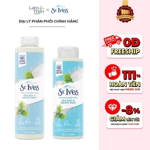 MUA 2 SP ST.IVES BẤT KÌ TẶNG 1 GẤU BÔNG CAPYBARA Sữa Tắm Loại Bỏ Da Chết St.Ives Purifying Sea Salt & Pacific Kelp Exfoliating Body Wash (Mẫu Mới)