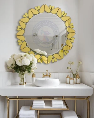 Gương bàn trang điểm nghệ thuật mài handmade