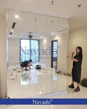 Gương decor ghép ô nghệ thuật phòng khách