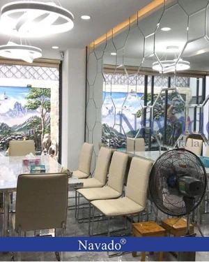 Gương decor ghép tường nghệ thuật phòng khách