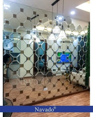Gương ghép ô trang trí bàn ăn phòng khách Navado
